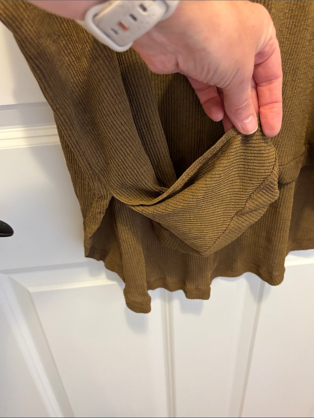 Zara Ribbed Short Sleeve Top in Mustard Brown 🤎 Sz 8 - Picture 11 of 12